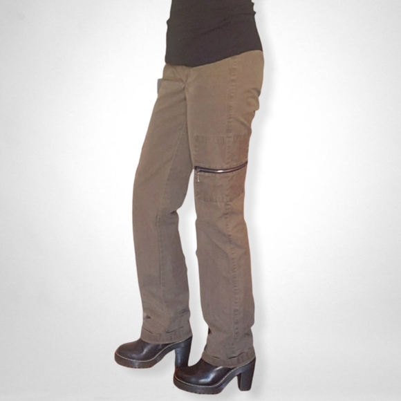 VIntage 90's DKNY Zipper-Pocket Khaki Cargo Pants -Size 4 - Picture 2 of 9